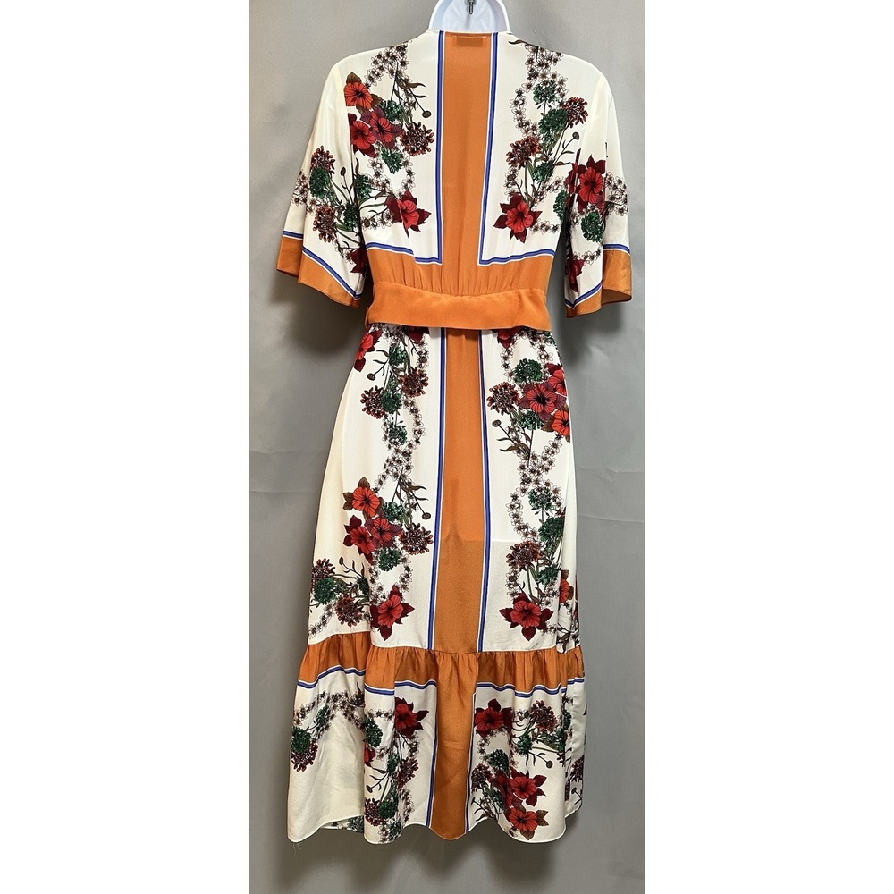 Ladies Sandro 100% Silk Floral Wrap Dress Kimono Midi Size Eu 36 UK 8 - Picture 2 of 16